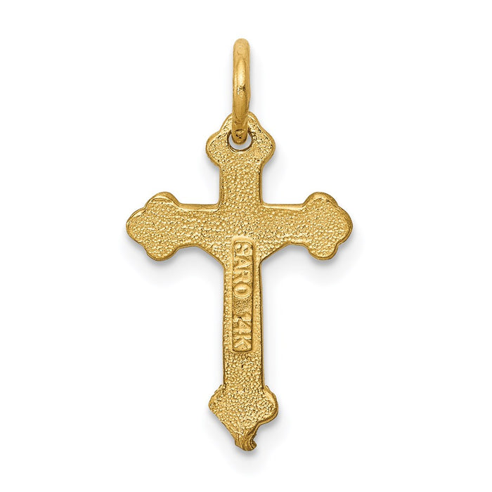 Million Charms 14K Yellow Gold Themed Inri Diamond-Cut Relgious Crucifix Charm