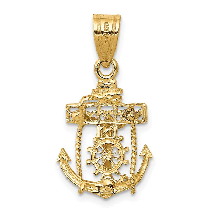 Million Charms 14K Yellow Gold Themed Mariners Relgious Cross Pendant