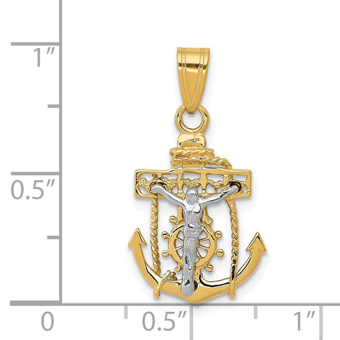 Million Charms 14K Two-Tone Mariners Relgious Cross Pendant