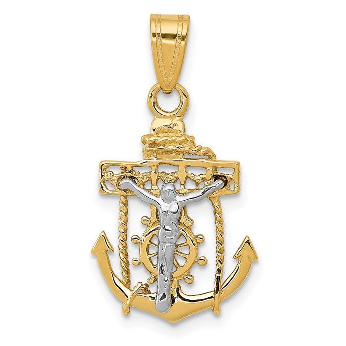 Million Charms 14K Two-Tone Mariners Relgious Cross Pendant