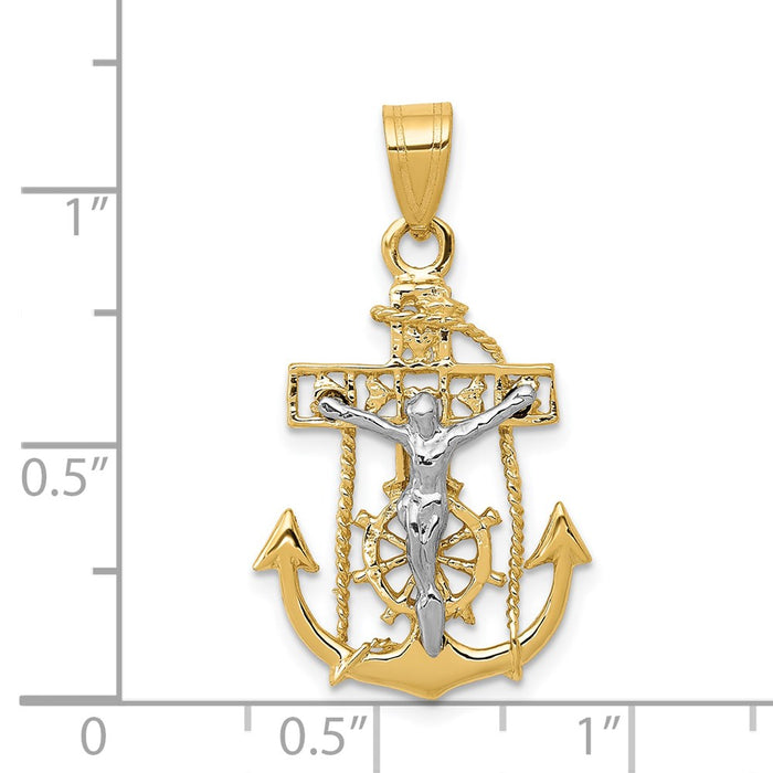 Million Charms 14K Two-Tone Mariners Relgious Cross Pendant