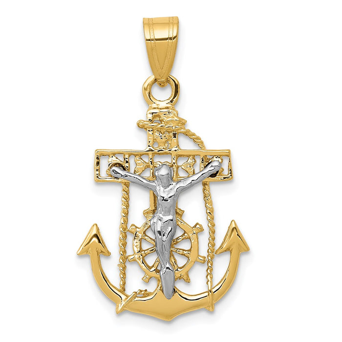 Million Charms 14K Two-Tone Mariners Relgious Cross Pendant