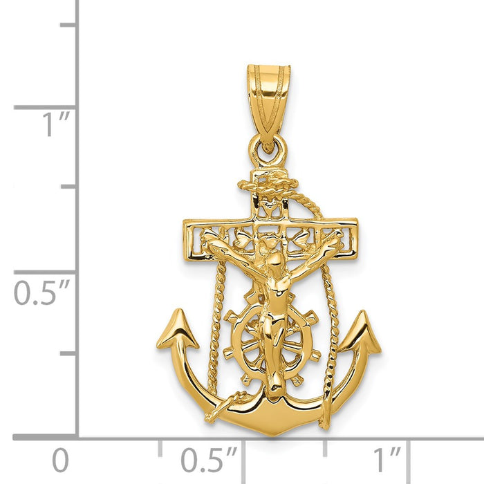 Million Charms 14K Yellow Gold Themed Mariners Relgious Cross Pendant