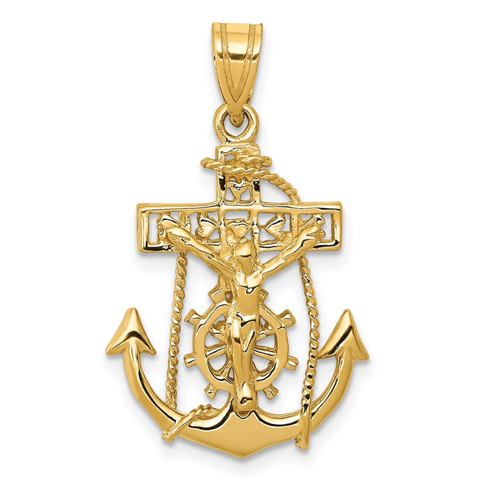 Million Charms 14K Yellow Gold Themed Mariners Relgious Cross Pendant