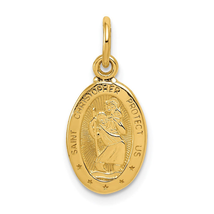 Million Charms 14K Yellow Gold Themed Religious Saint Christopher Medal Charm