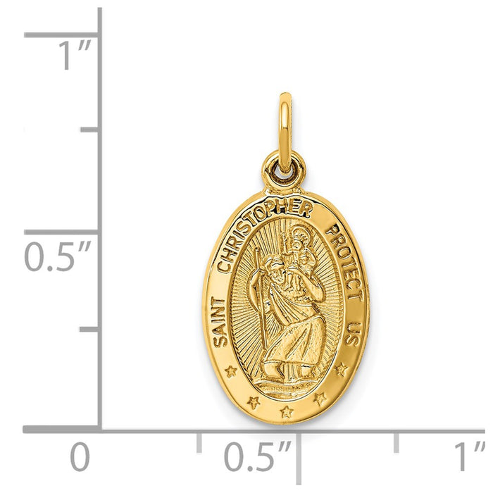 Million Charms 14K Yellow Gold Themed Religious Saint Christopher Medal Charm