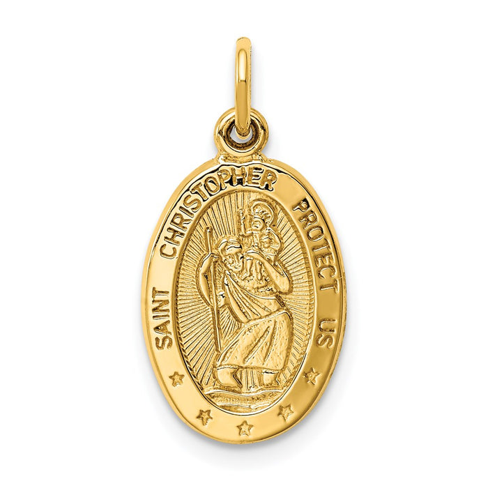 Million Charms 14K Yellow Gold Themed Religious Saint Christopher Medal Charm