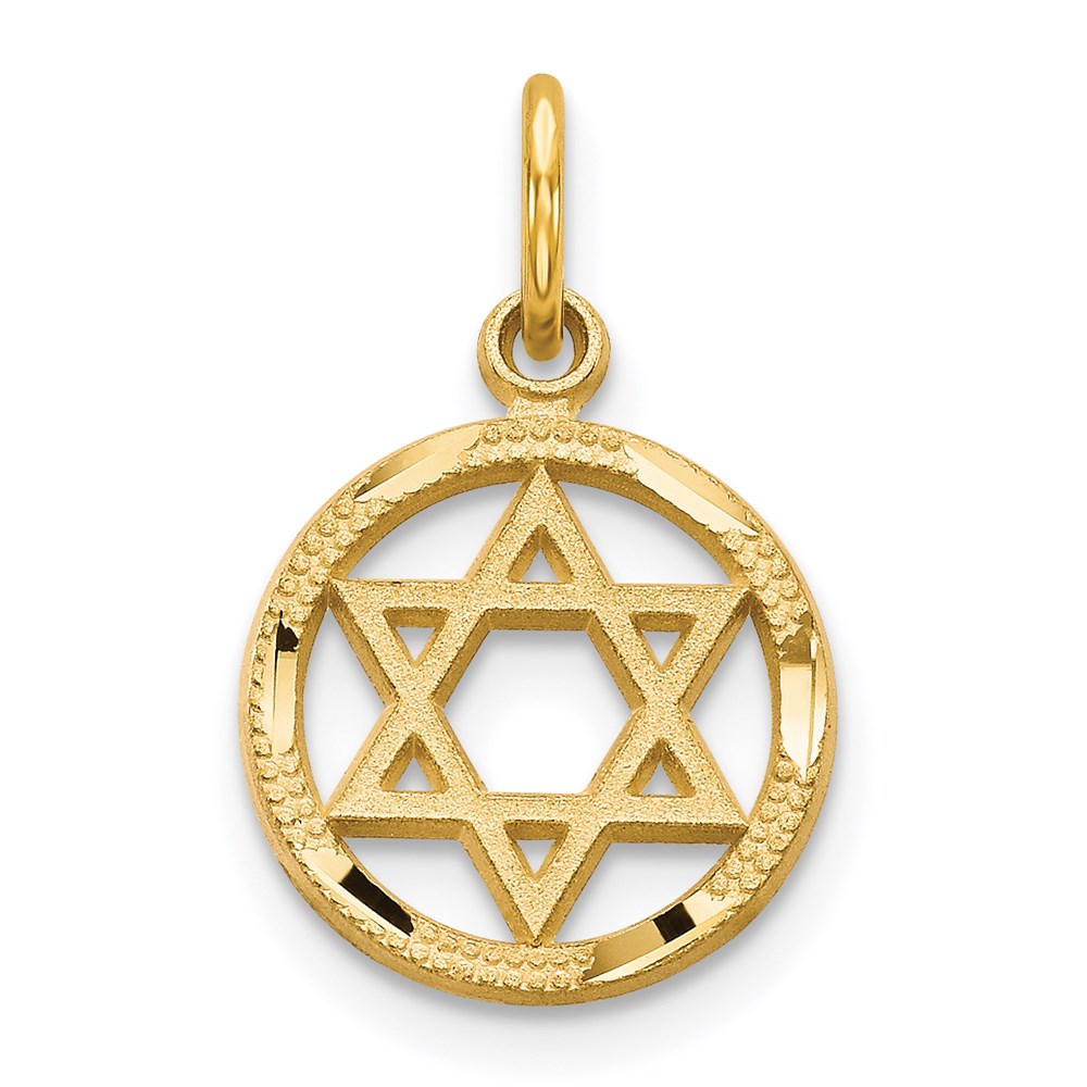 Million Charms 14K Yellow Gold Themed Solid Polished Religious Jewish Star Of David Charm
