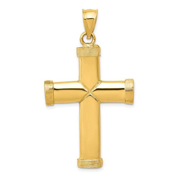 Million Charms 14K Yellow Gold Themed Polished Latin Relgious Cross Pendant