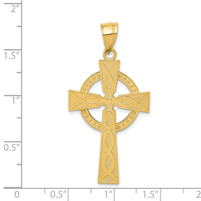 Million Charms 14K Yellow Gold Themed Celtic Relgious Cross Pendant