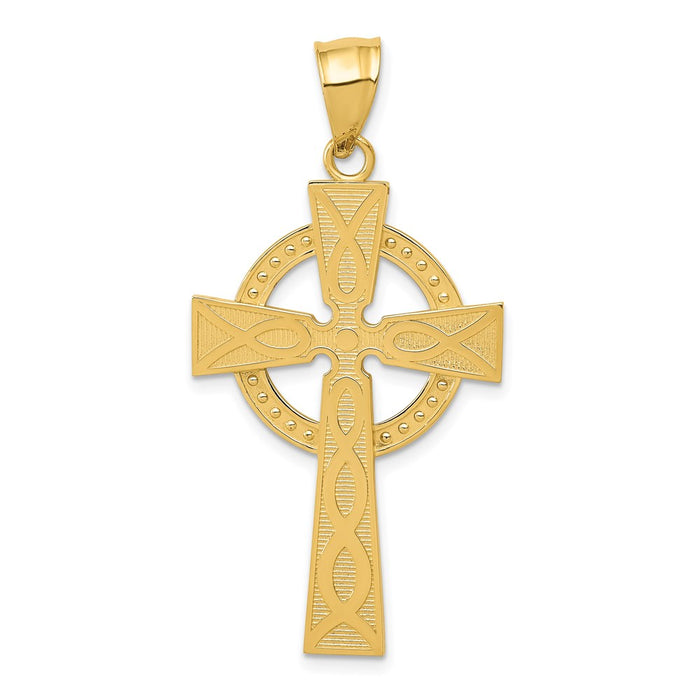 Million Charms 14K Yellow Gold Themed Celtic Relgious Cross Pendant