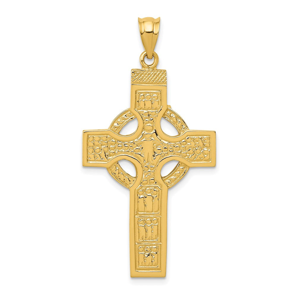 Million Charms 14K Yellow Gold Themed Celtic Relgious Cross Pendant