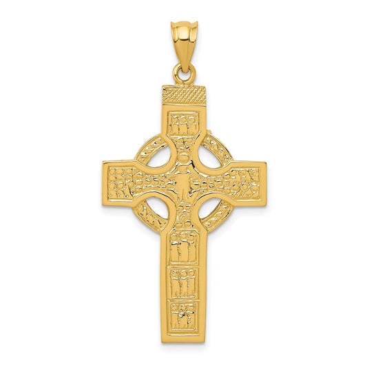 Million Charms 14K Yellow Gold Themed Celtic Relgious Cross Pendant