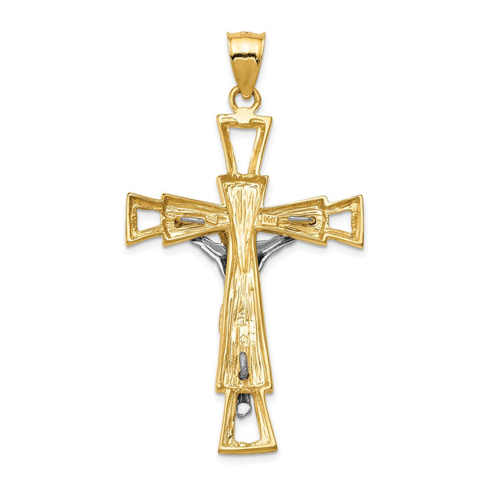 Million Charms 14K Two-Tone Relgious Crucifix Pendant