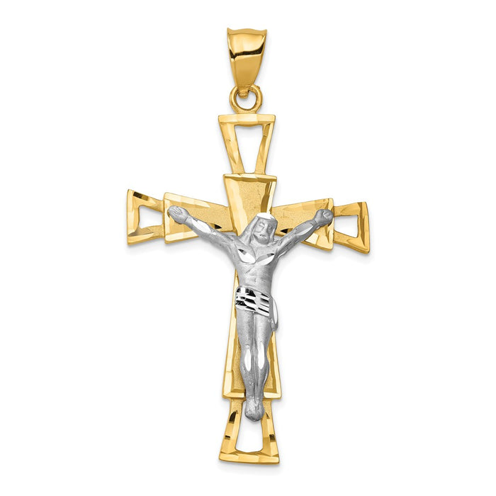 Million Charms 14K Two-Tone Relgious Crucifix Pendant