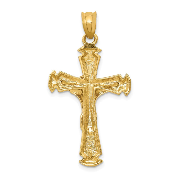 Million Charms 14K Yellow Gold Themed Polished Relgious Crucifix Pendant