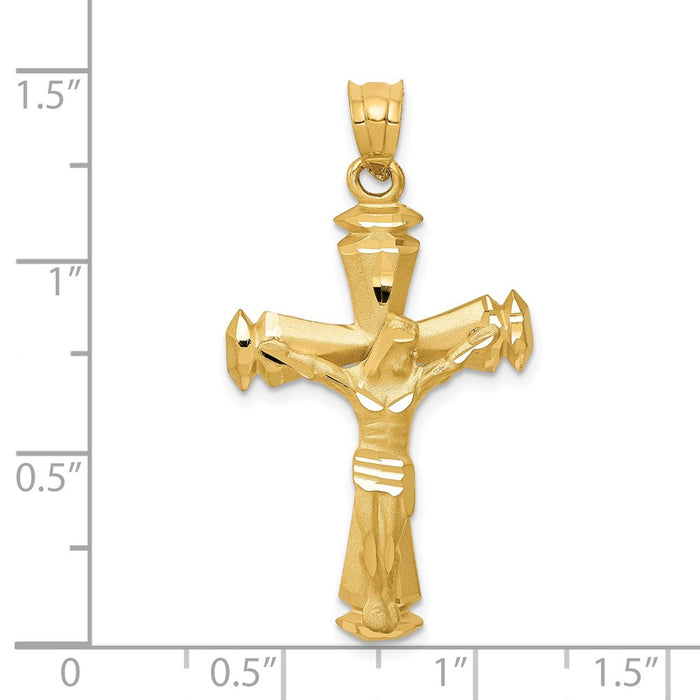 Million Charms 14K Yellow Gold Themed Polished Relgious Crucifix Pendant