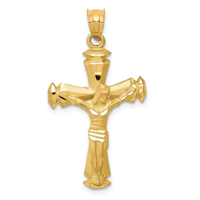 Million Charms 14K Yellow Gold Themed Polished Relgious Crucifix Pendant