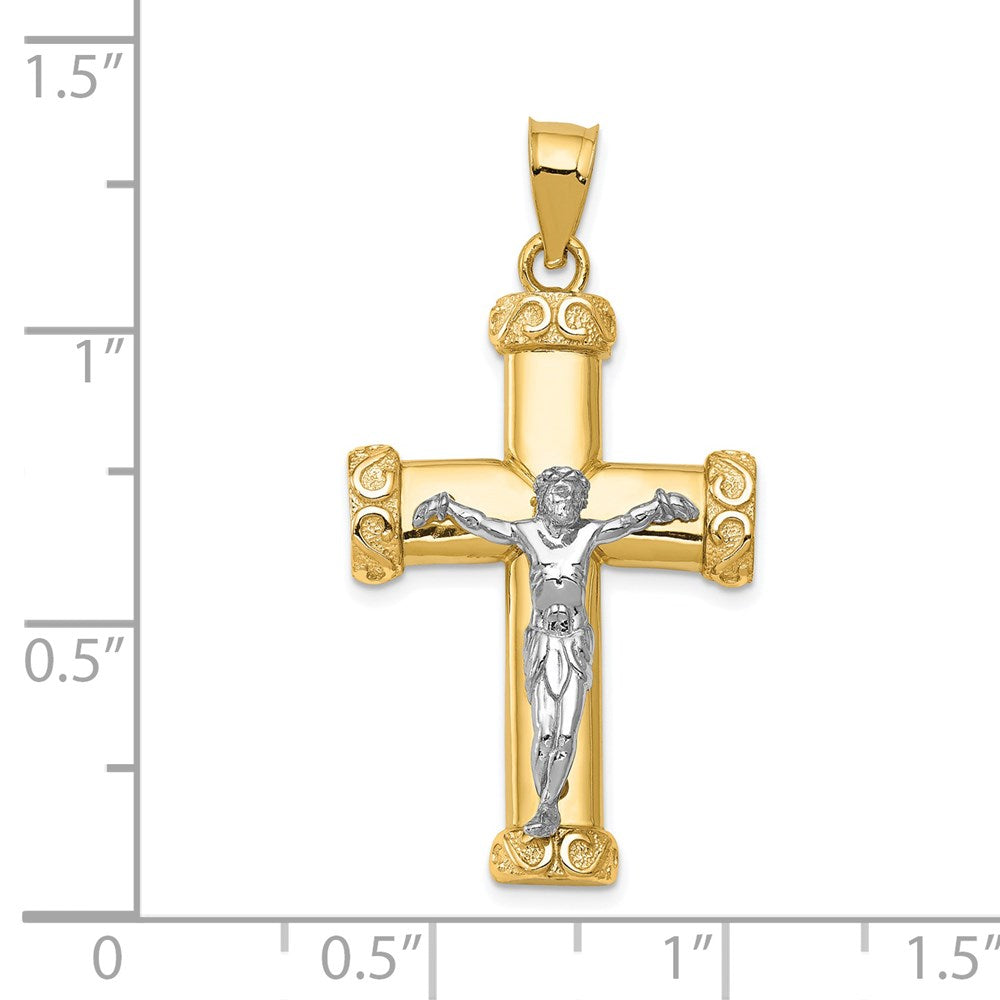 Million Charms 14K Two-Tone Relgious Crucifix Pendant