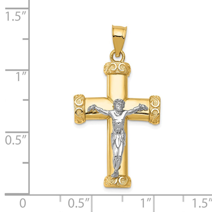 Million Charms 14K Two-Tone Relgious Crucifix Pendant