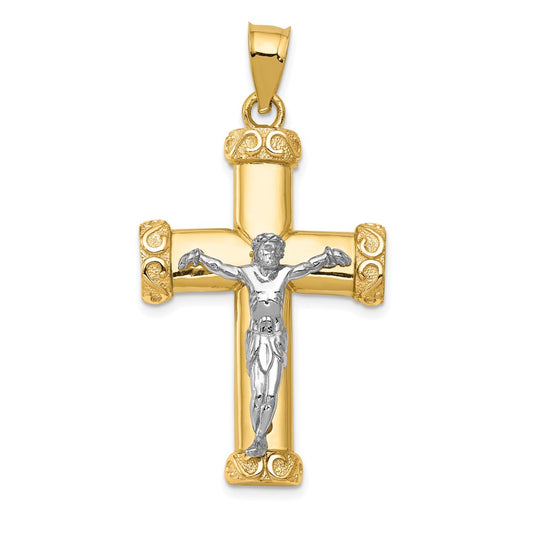 Million Charms 14K Two-Tone Relgious Crucifix Pendant