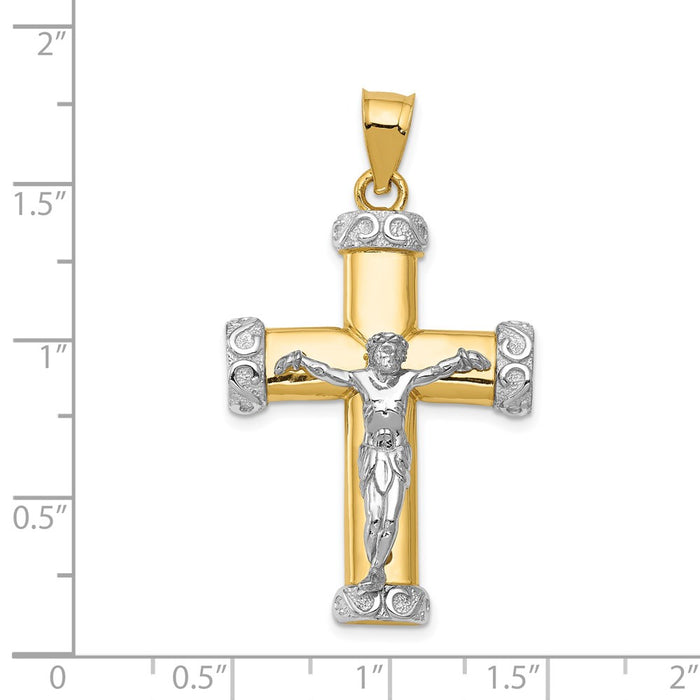 Million Charms 14K Two-Tone Relgious Crucifix Pendant