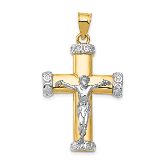 Million Charms 14K Two-Tone Relgious Crucifix Pendant