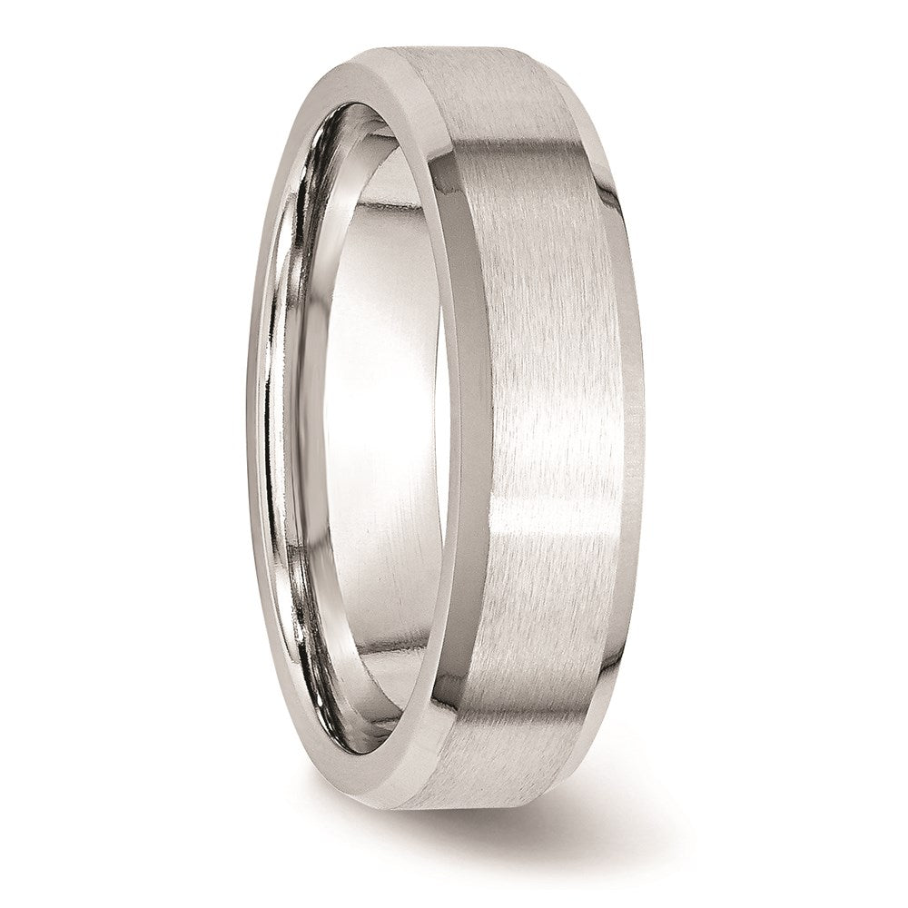 Unisex Fashion Jewelry, Chisel Brand Cobalt Beveled Edge Satin and Polished 6mm Ring Band