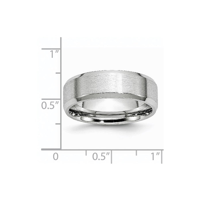 Unisex Fashion Jewelry, Chisel Brand Cobalt Beveled Edge Satin and Polished 7mm Ring Band