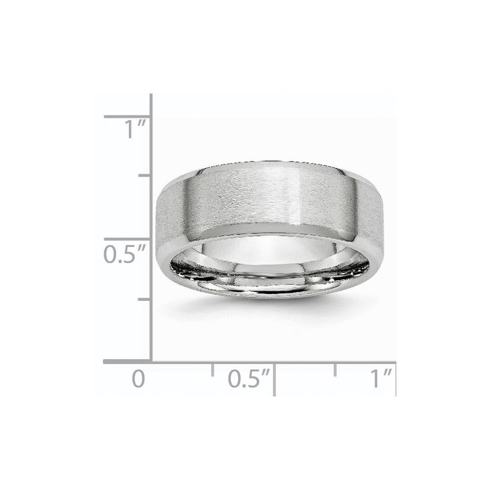 Unisex Fashion Jewelry, Chisel Brand Cobalt Beveled Edge Satin and Polished 8mm Ring Band