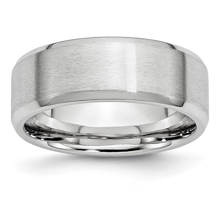 Unisex Fashion Jewelry, Chisel Brand Cobalt Beveled Edge Satin and Polished 8mm Ring Band