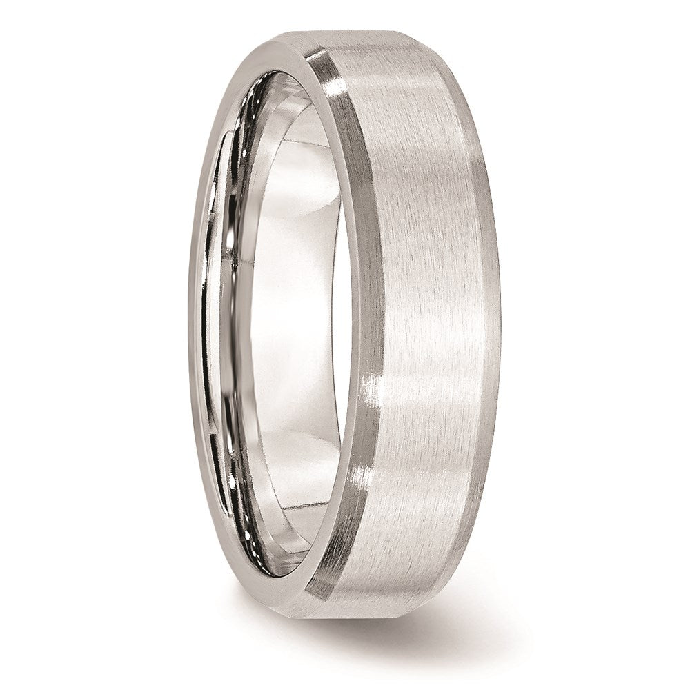Unisex Fashion Jewelry, Chisel Brand Cobalt Beveled Edge Satin 6mm Ring Band
