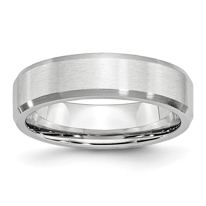 Unisex Fashion Jewelry, Chisel Brand Cobalt Beveled Edge Satin 6mm Ring Band