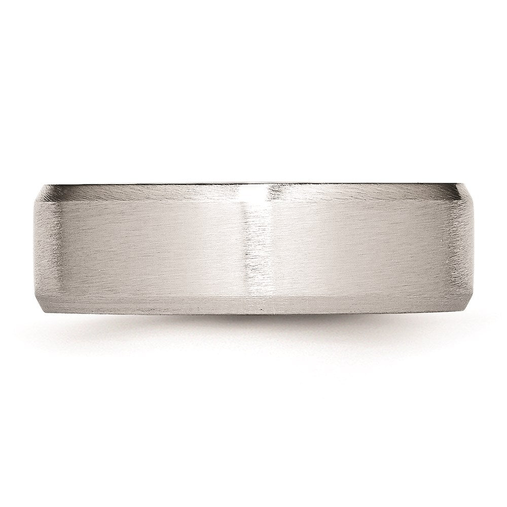 Unisex Fashion Jewelry, Chisel Brand Cobalt Beveled Edge Satin 7mm Ring Band