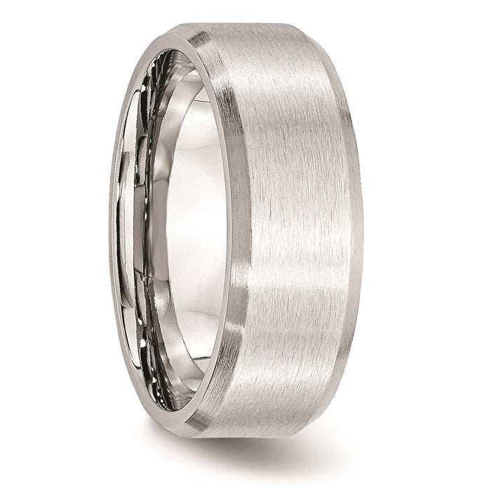 Unisex Fashion Jewelry, Chisel Brand Cobalt Beveled Edge Satin 8mm Ring Band