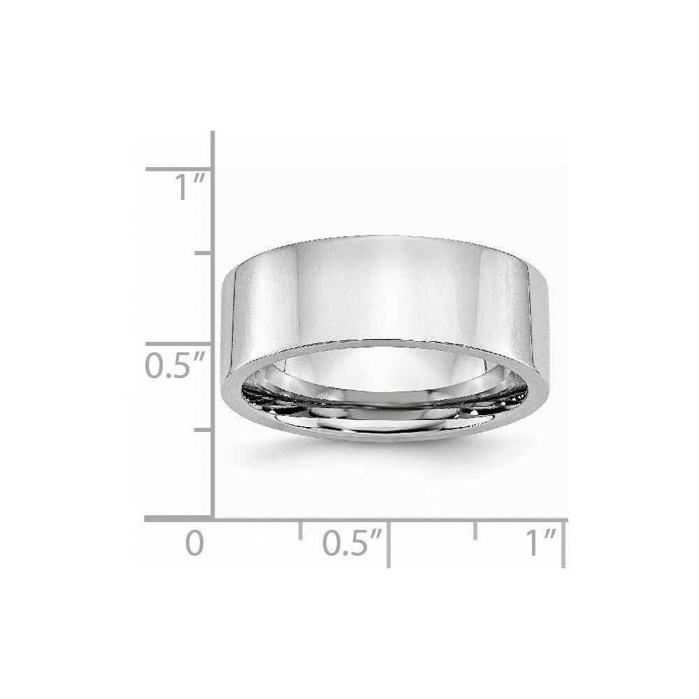 Unisex Fashion Jewelry, Chisel Brand Cobalt Flat Polished 8mm Ring Band
