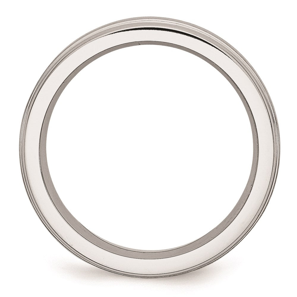 Unisex Fashion Jewelry, Chisel Brand Cobalt Satin and Polished Ridged Edge 6mm Ring Band