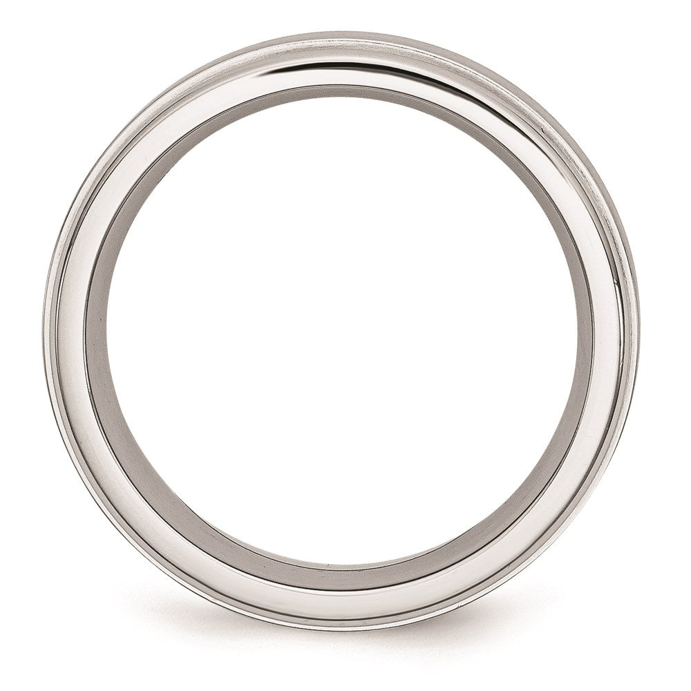 Unisex Fashion Jewelry, Chisel Brand Cobalt Satin and Polished Ridged Edge 8mm Ring Band