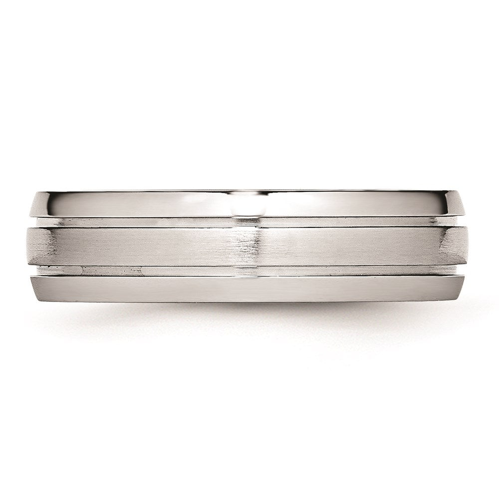 Unisex Fashion Jewelry, Chisel Brand Cobalt Polished and Satin Grooved 6mm Ring Band