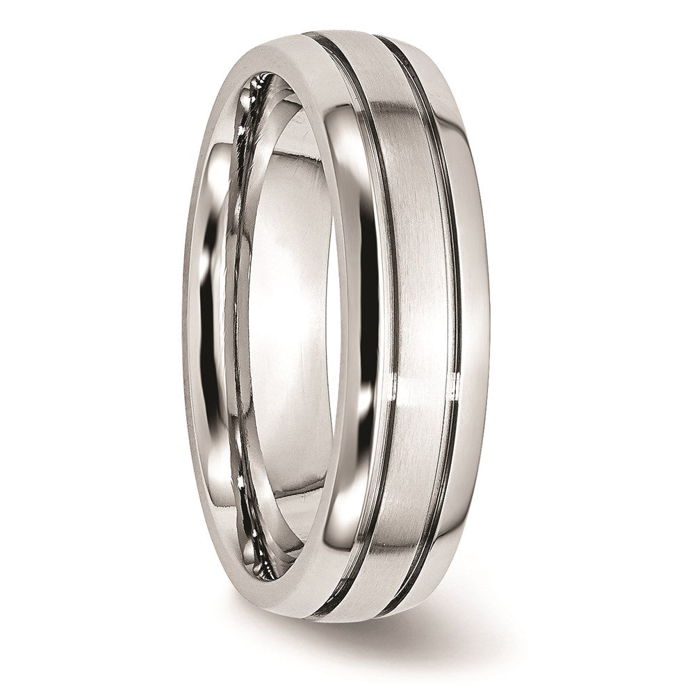 Unisex Fashion Jewelry, Chisel Brand Cobalt Polished and Satin Grooved 6mm Ring Band