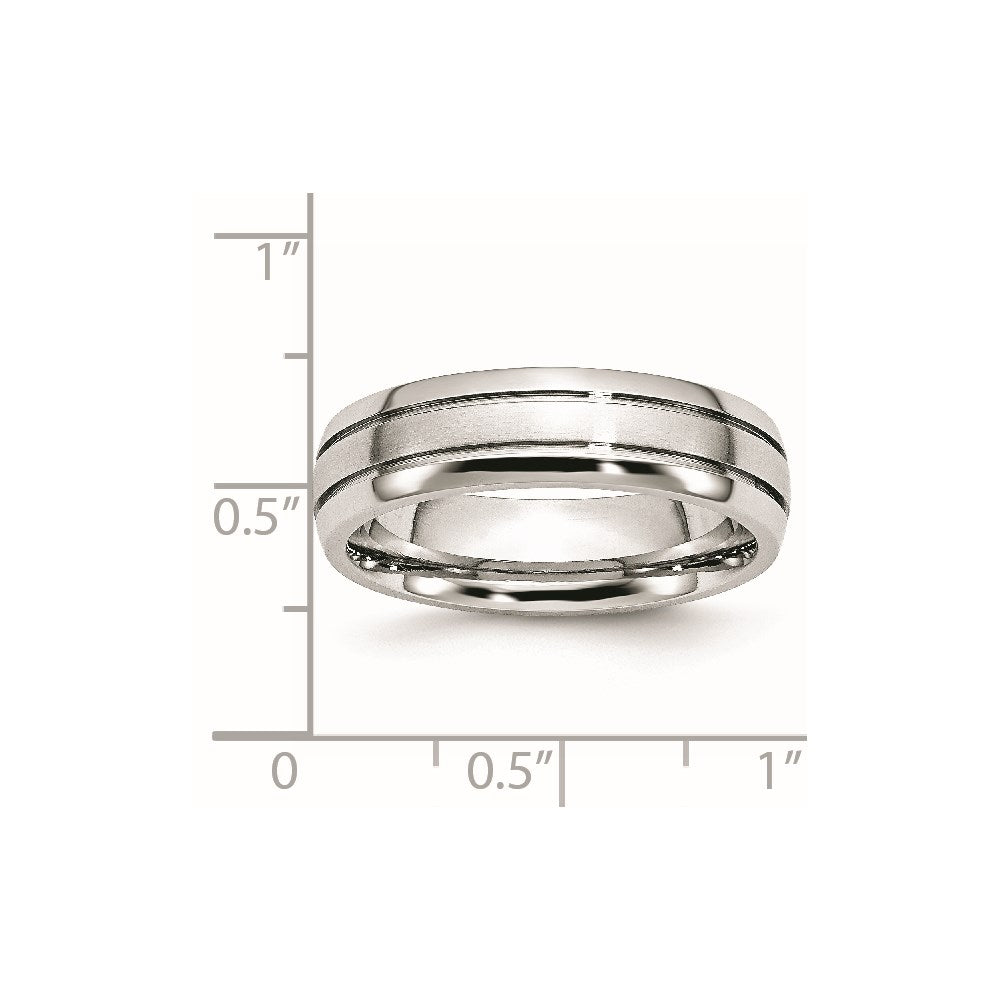 Unisex Fashion Jewelry, Chisel Brand Cobalt Polished and Satin Grooved 6mm Ring Band