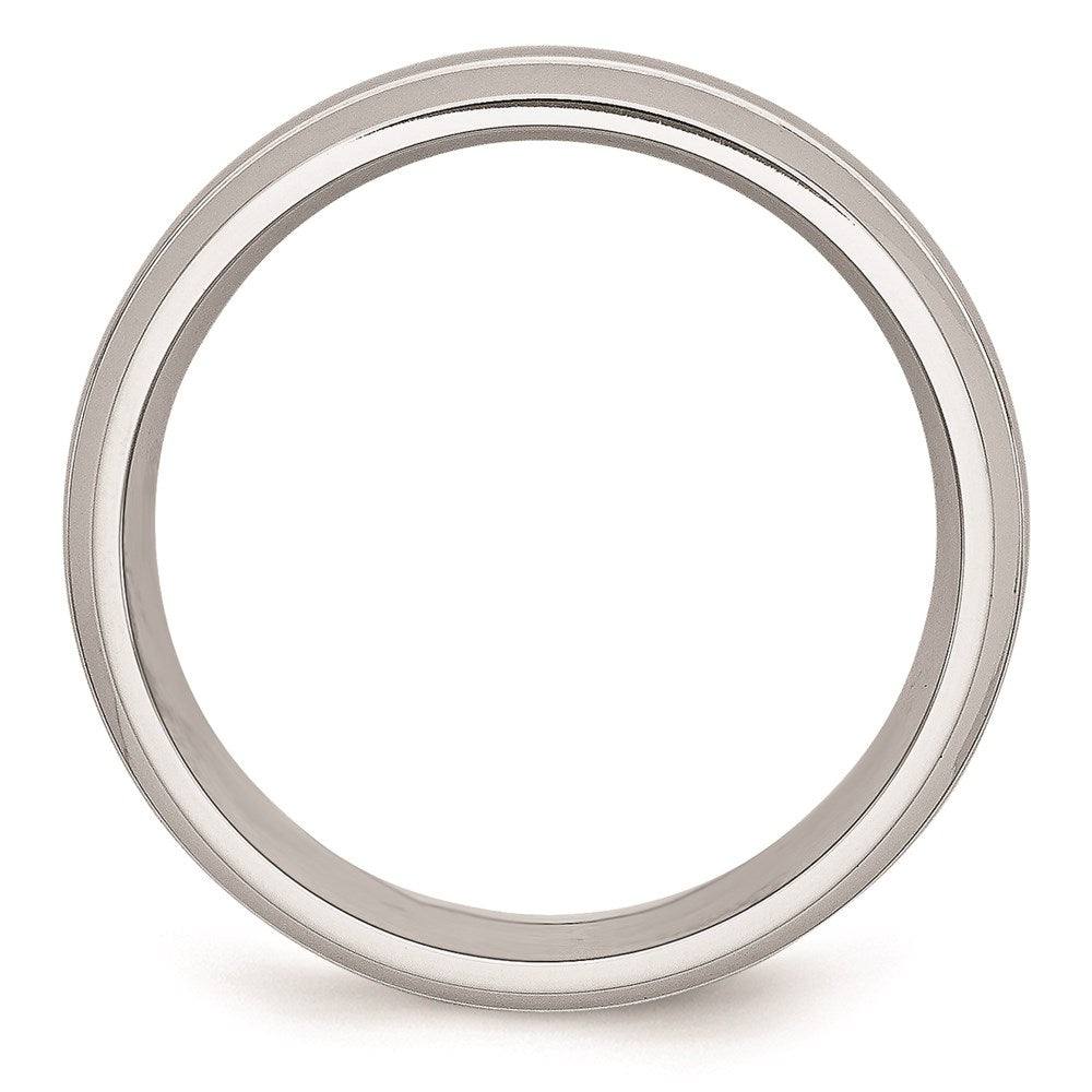 Unisex Fashion Jewelry, Chisel Brand Cobalt Polished and Satin Grooved 8mm Ring Band