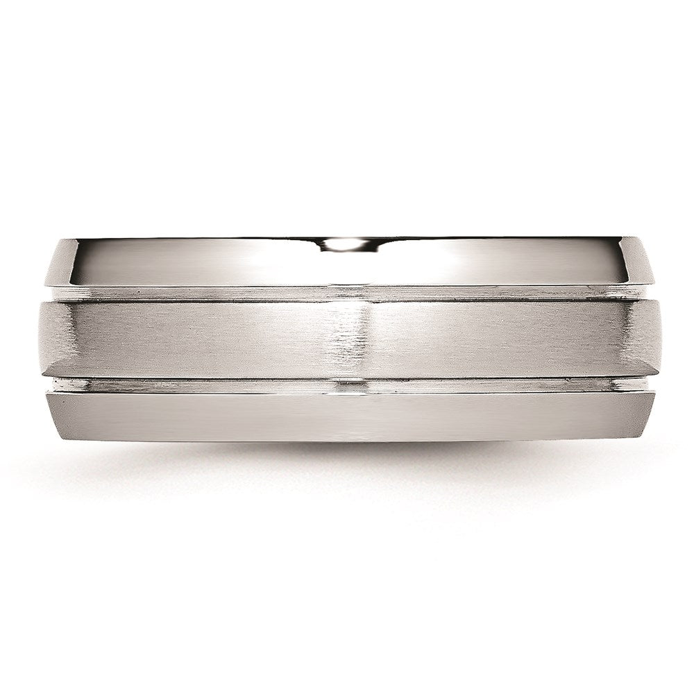 Unisex Fashion Jewelry, Chisel Brand Cobalt Polished and Satin Grooved 8mm Ring Band