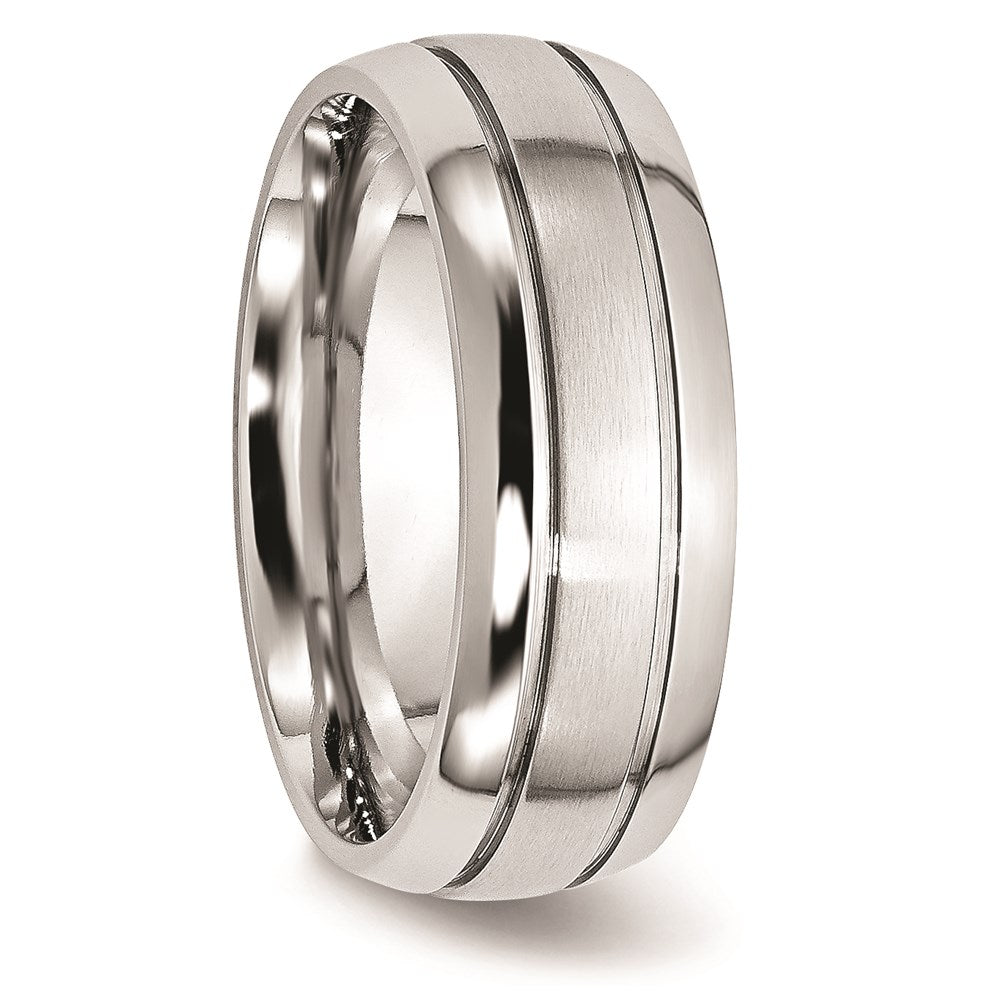 Unisex Fashion Jewelry, Chisel Brand Cobalt Polished and Satin Grooved 8mm Ring Band