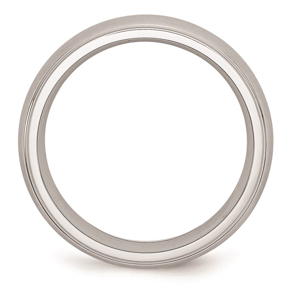 Unisex Fashion Jewelry, Chisel Brand Cobalt Satin and Polished 7mm Ridged Edge Ring Band