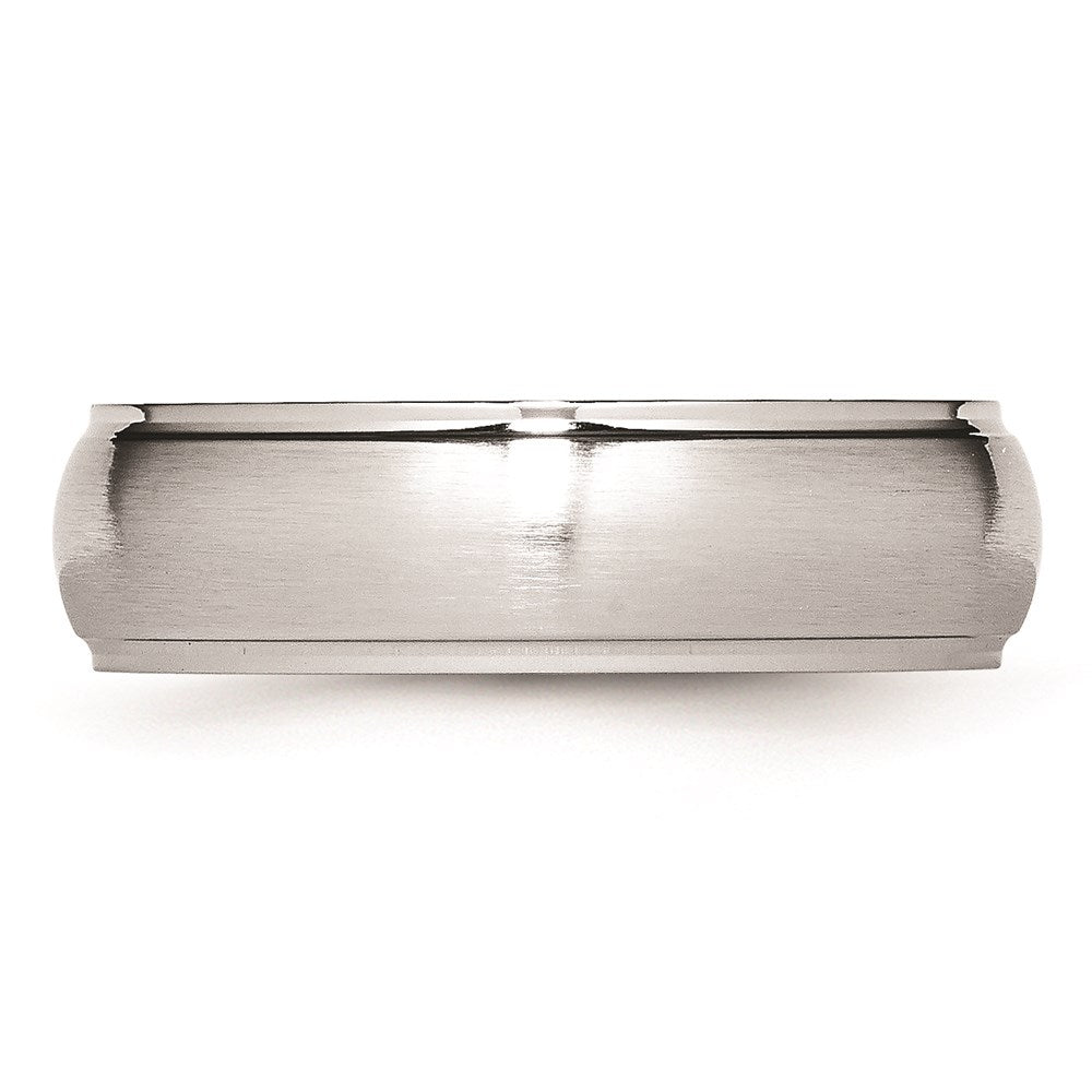 Unisex Fashion Jewelry, Chisel Brand Cobalt Satin and Polished 7mm Ridged Edge Ring Band