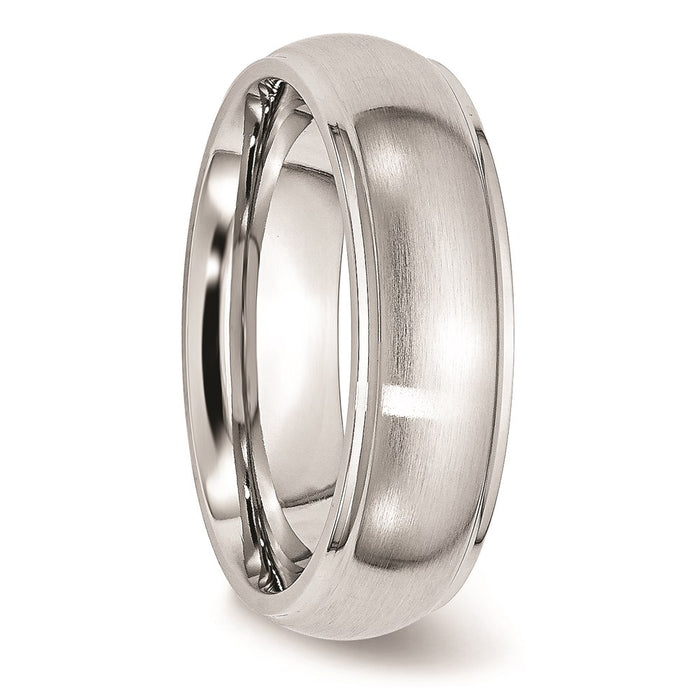 Unisex Fashion Jewelry, Chisel Brand Cobalt Satin and Polished 7mm Ridged Edge Ring Band
