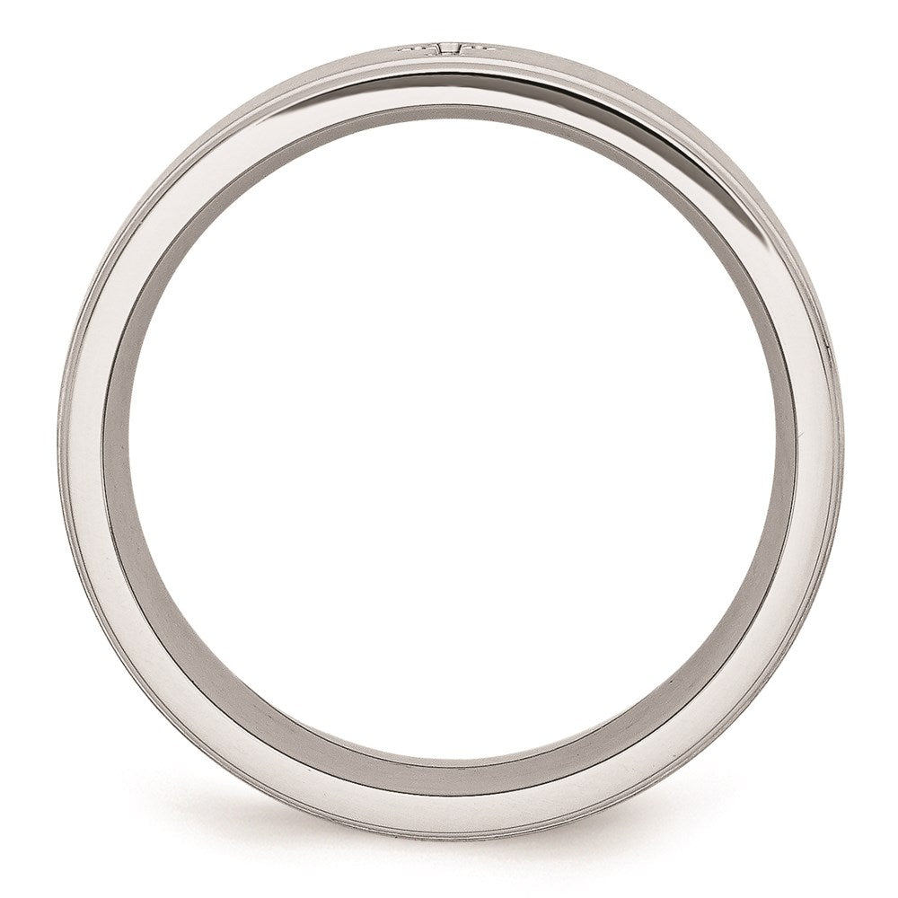 Unisex Fashion Jewelry, Chisel Brand Cobalt Satin and Polished Ridged Edge 8mm Ring Band