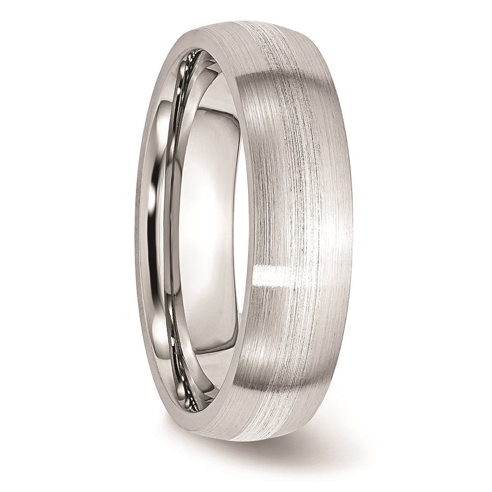 Unisex Fashion Jewelry, Chisel Brand Cobalt Sterling Silver Inlay Satin 6mm Ring Band