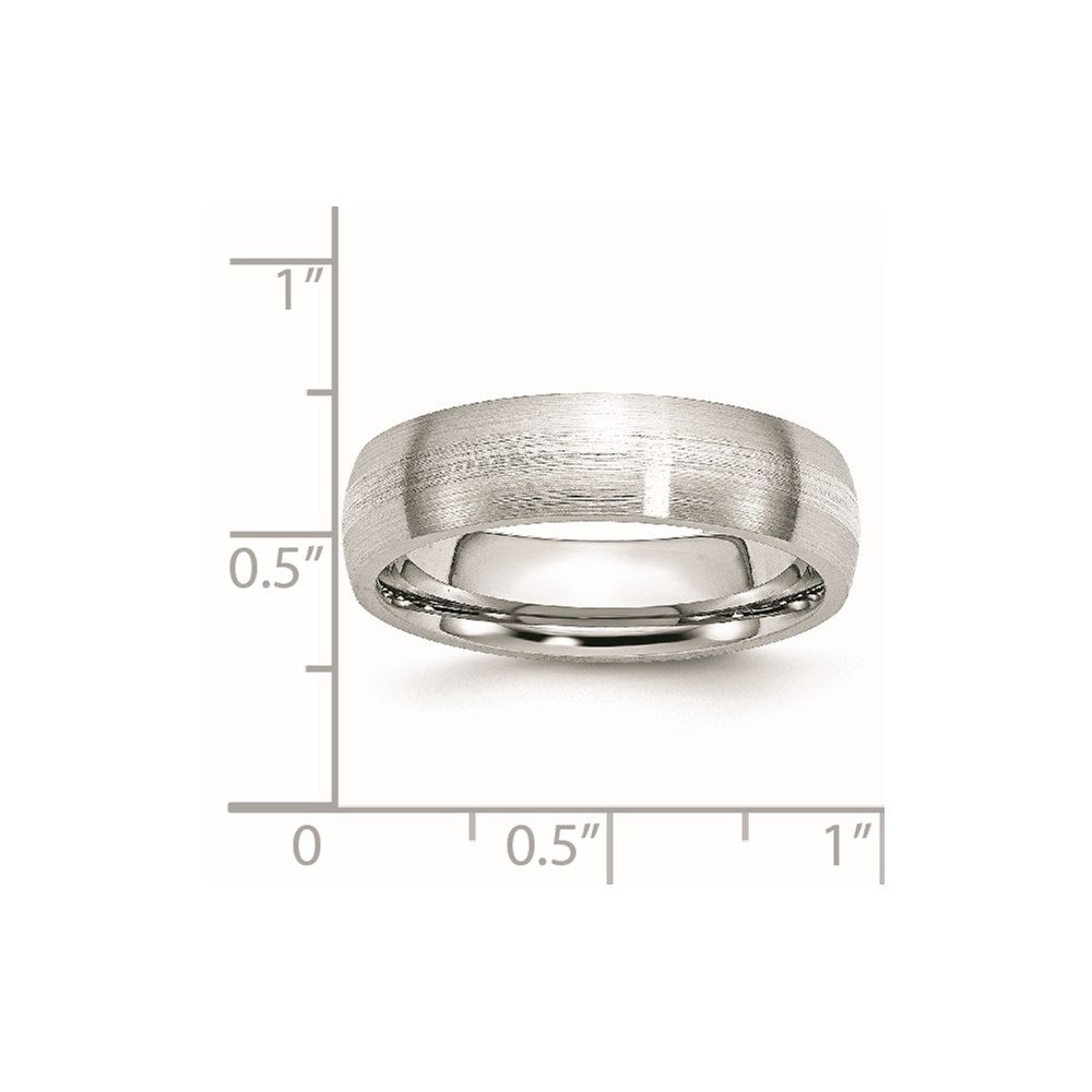 Unisex Fashion Jewelry, Chisel Brand Cobalt Sterling Silver Inlay Satin 6mm Ring Band